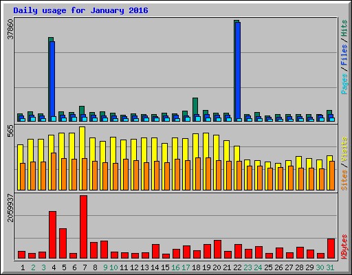 Daily usage for January 2016